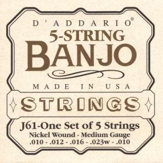 Sets DAddario J61 5 String Banjo Strings Medium Gauge Nickel Wound 