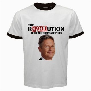   Whip Ron Paul Revolution Alex Jones Dual Sided Ringer T Shirt