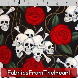   Roses Thorns on Black by Yards Alexander Henry Cotton Fabric