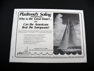 Plastrend Soling Yacht Sailboat Boat 1970 Print Ad