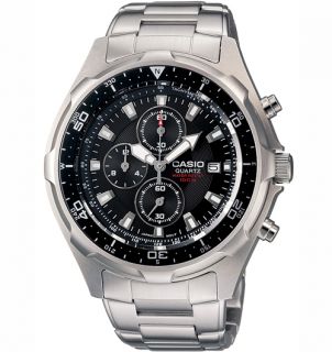 Casio Mens Analog Chronograph Watch with White Black Dial