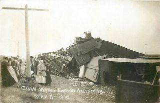 IA Allison Iowa RPPC Chicago Great Western Railroad Train Wreck 4 