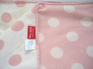 AMY COE Pink Polka Dot Fleece Stitched Edging 2 tone Blanket