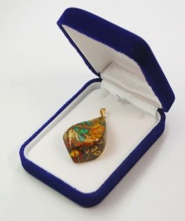 Japanese Pendant Amber Jewelry Maki e Makie Bush clover Kyoto #14 for 
