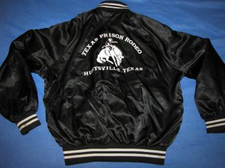   Texas Prison Rodeo Black Satin Jacket XL Angola Huntsville Old