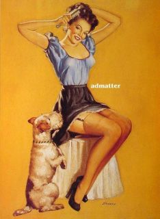 Edward DAncona Pinup Girl Poster Sexy Legs Dog Begging