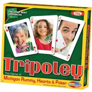 Tripoley Michigan Rummy Hearts Poker Cards Chips Board Game Deluxe Mat 