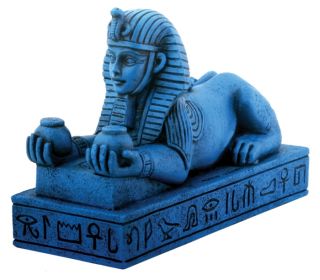 blue egyptian decor amenhotep iii sphinx figure