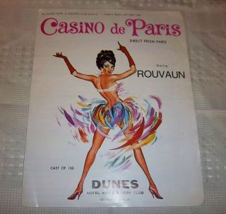 Las Vegas Dunes Presents 1967 Casino de Paris w Rouvaun Program Mailer 