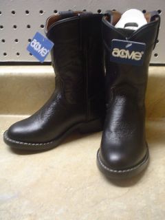 acme black rodeo cowboy boots boys or girls size 8 1 2