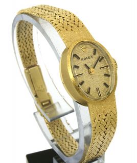 Vintage Ladies Rolex 14k Gold Mesh Bracelet Wrist Watch