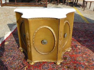 ANTIQUE ITALIAN MARBLE TOP NIGHTSTAND SIDE TABLE CONSOLE TABLE
