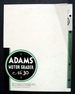 Adams 1932 Motor Grader #30 McCormick Deer​ing 1 30 Tractor Brochure