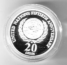   Proof 20 Cent United Nations 50 Fifth Anniversary Coin Masterpieces