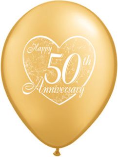 Pack 10 50th Wedding Anniversary Latex Party Balloons