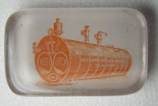 Antique Advertising Glass Paperweight Wilson Lilybank Boiler Works 