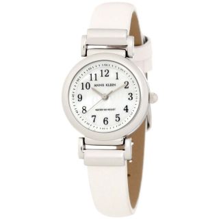 Anne Klein 10 9887MPWT Womens Mother of Pearl Dial White Leather 