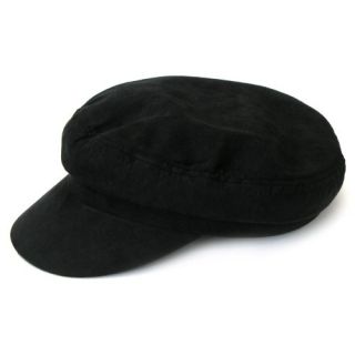   Black Moleskin Hat Suede Effect Apple Logo Badge Size Medium
