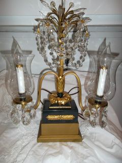antique french crystal lamp with crystal beads prisms chains crystal 