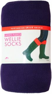Ladies Fleece Wellie Wellington Boot Socks Liners Purple 3 5