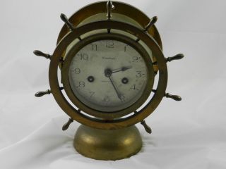 Antique Beautiful Waterbury Clock Co 8 day ships clock key wind