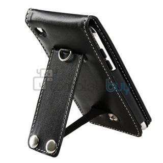 Black Leather Flip Case Cover Pouch for Apple iPod Touch 4th Gen 4G 
