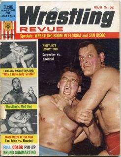 February 1964 Wrestling Revue Magazine Carpentier Kowalski Sammartino 