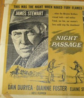   vintage 1957 movie poster NIGHT PASSAGE James Stewart & Audie Murphy