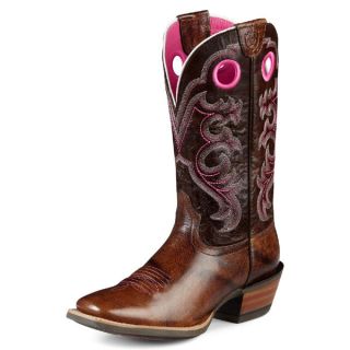 Ariat Womens Crossfire Cowboy Western Weathered Brown and Pink 