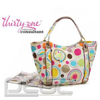 Thirty One Tote Ally Awesome Beach Tote Bag in CIRCLE SPIRALS #3