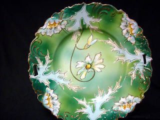 Rare RS PRUSSIA Saxe Altenburg Germany Raised Relief Green Cake Plate