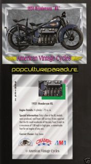 1931 HENDERSON KL Bike American Vintage Motorcycle CARD