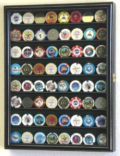 Coin Casino Chip Display Rack Case Cabinet Holder Door