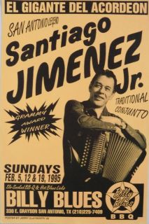 Santiago Jimenez Jr 1995 Concert Poster Tex Mex Folk
