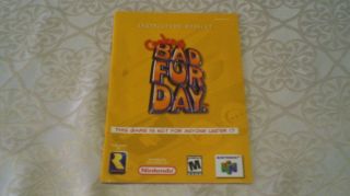 Conkers Bad Fur Day Instruction Manual Booklet Guide RARE Nintendo 64 