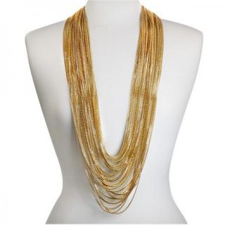 Arabella Gold Plated Aluminium Long Multi Layered Chain Fashion 