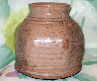 Lynn Munns Studio Pottery Crackle Glaze Pottery Vase No 2 Crystalline 