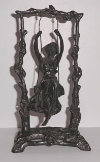 Bronze Young Lady Auguste Moreau Reproduction Girl on Swing 9 5 Tall 