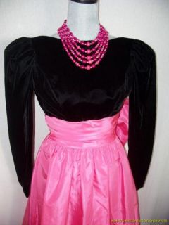 Vintage 60s Gown Audrey Hepburn Style Black Velvet Pink Taffeta Huge 