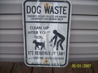 Authentic Curb Your Dog $250 Fine New York NY Street Sign