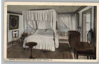 Old Postcard George Washingtons Bedroom Mount Vernon Virginia VA