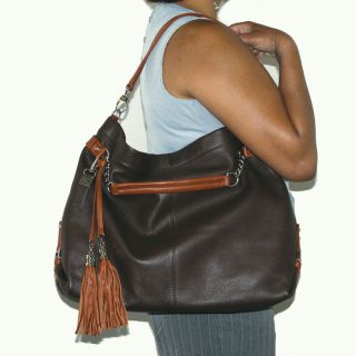 Collective Pebble Grain Tote With Contrasting Handles In Brown