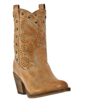 Handmade Womens Western Cowboy Boots Tan Medium B M Dingo Roni 792 