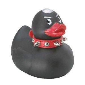  Black Rubber Duck Quackers with Removable Red Studded Collar Bath 