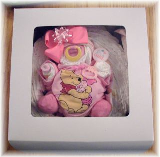 Baby Shower Diaper Cake Girl in A Window Cake Box