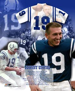 Johnny Unitas NFL LEGEND Baltimore Colts NFL Collage Poster Print