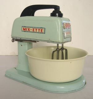   Japanese Tin Battery Operated Mix ette Toy Mixer with Bowl