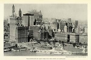 1924 Print New York Battery Park Singer Tower Woolworth Building 