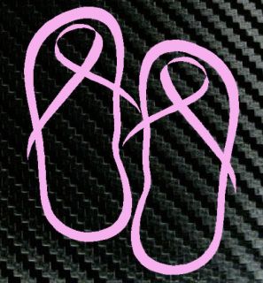 Pink Breast Cancer Ribbon Flip Flop Decal Vinyl Sticker