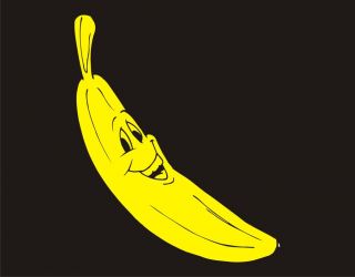 Happy Banana Food Humor Cartoon Fruit Yellow Meal Healthy Retro Funny 